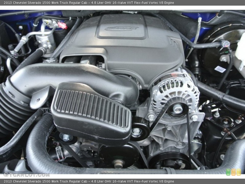 4.8 Liter OHV 16-Valve VVT Flex-Fuel Vortec V8 Engine for the 2013 Chevrolet Silverado 1500 #80849389