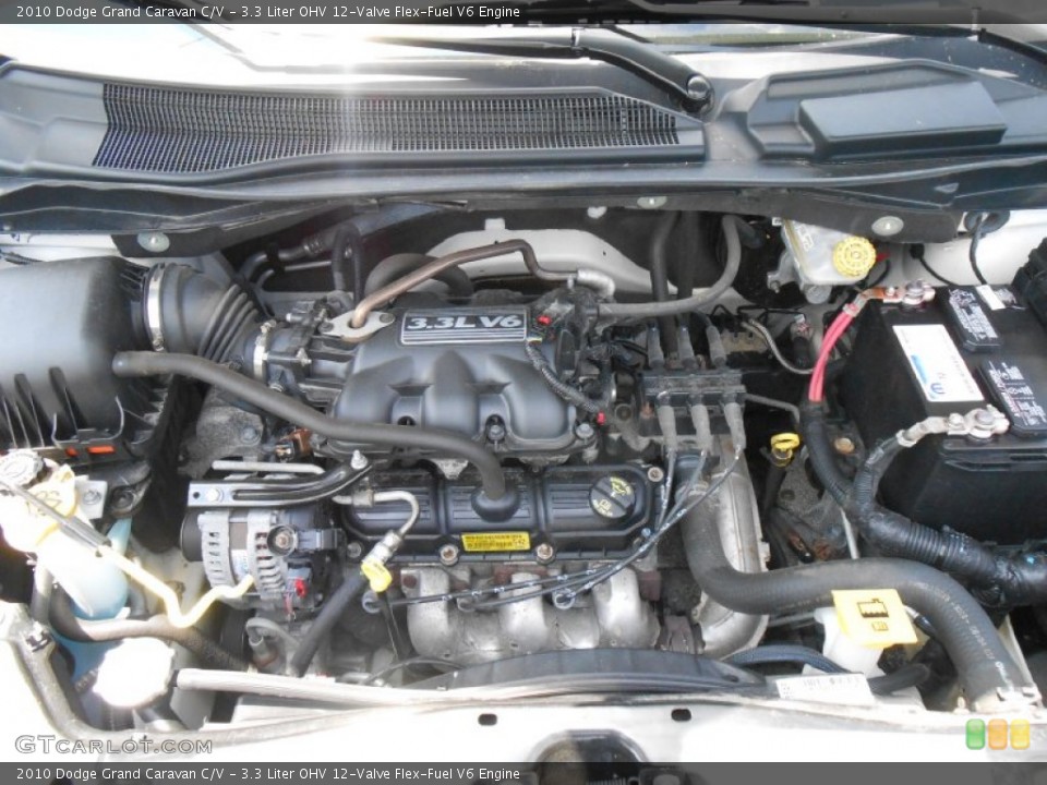 3.3 Liter OHV 12-Valve Flex-Fuel V6 2010 Dodge Grand Caravan Engine