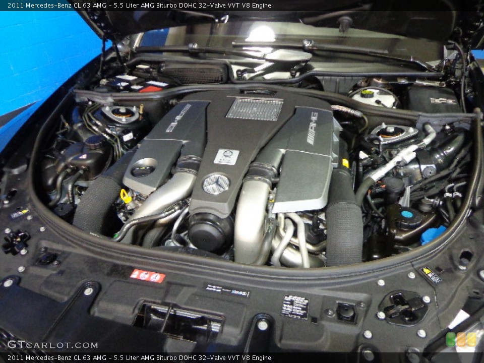 5.5 Liter AMG Biturbo DOHC 32-Valve VVT V8 2011 Mercedes-Benz CL Engine
