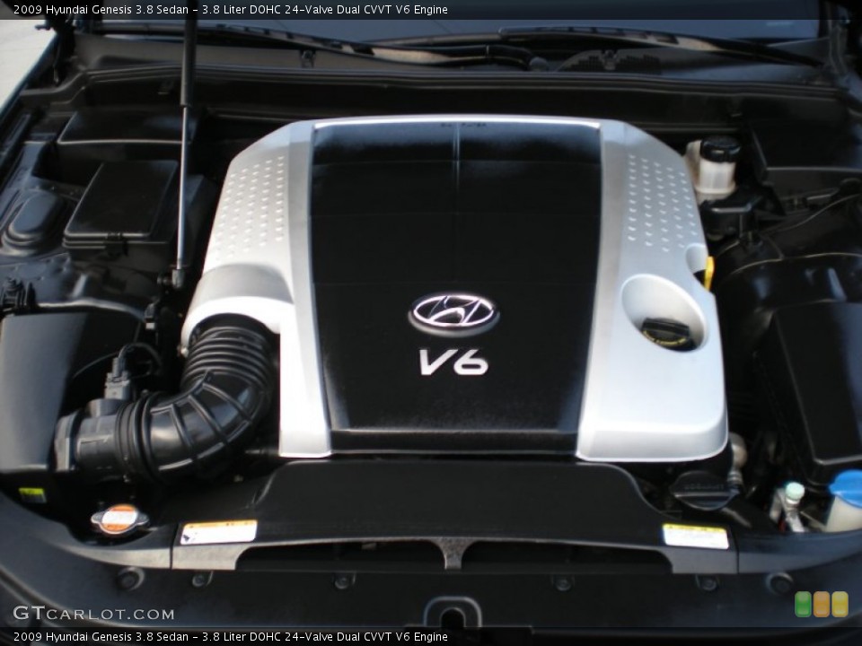 3.8 Liter DOHC 24-Valve Dual CVVT V6 2009 Hyundai Genesis Engine