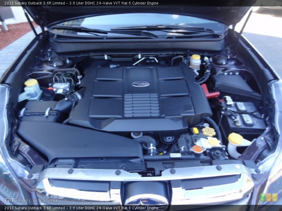 3.6 Liter DOHC 24-Valve VVT Flat 6 Cylinder 2013 Subaru Outback Engine