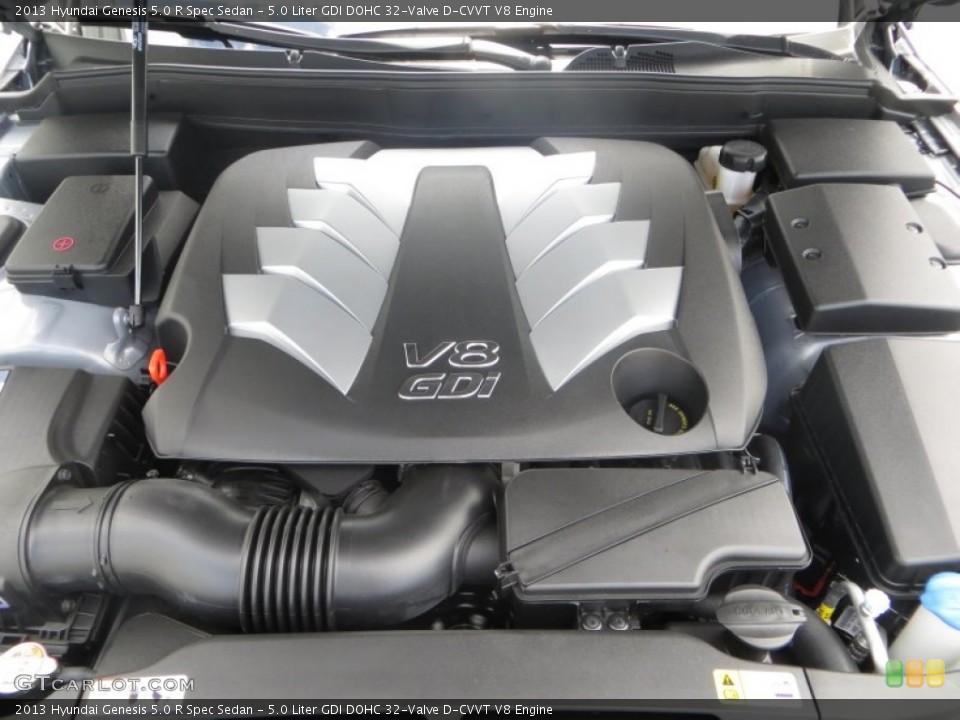 5.0 Liter GDI DOHC 32-Valve D-CVVT V8 2013 Hyundai Genesis Engine