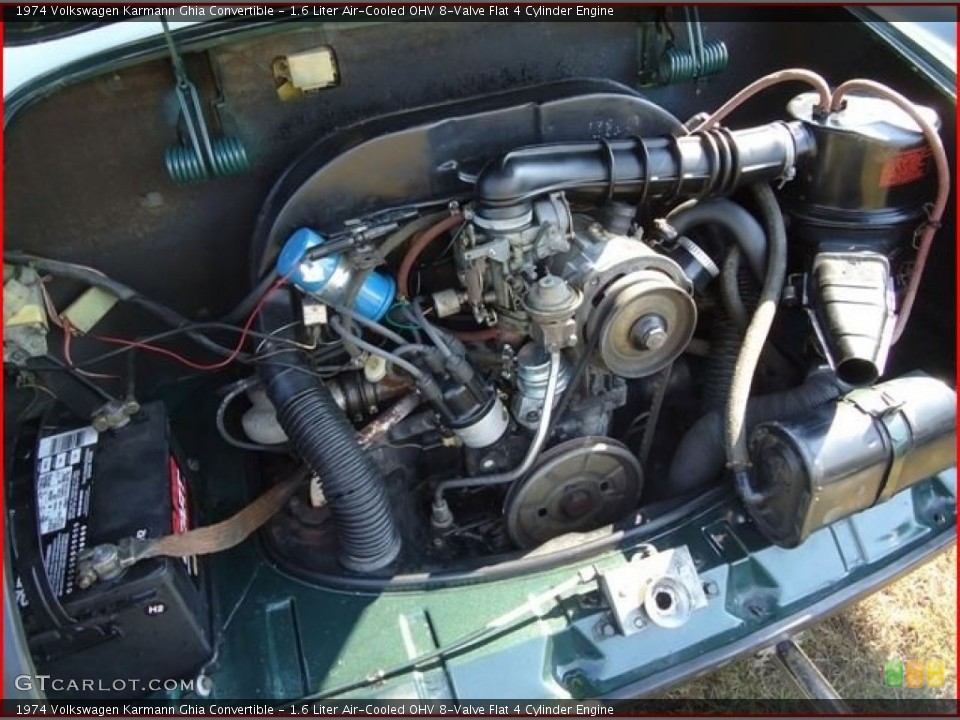 1.6 Liter Air-Cooled OHV 8-Valve Flat 4 Cylinder 1974 Volkswagen Karmann Ghia Engine