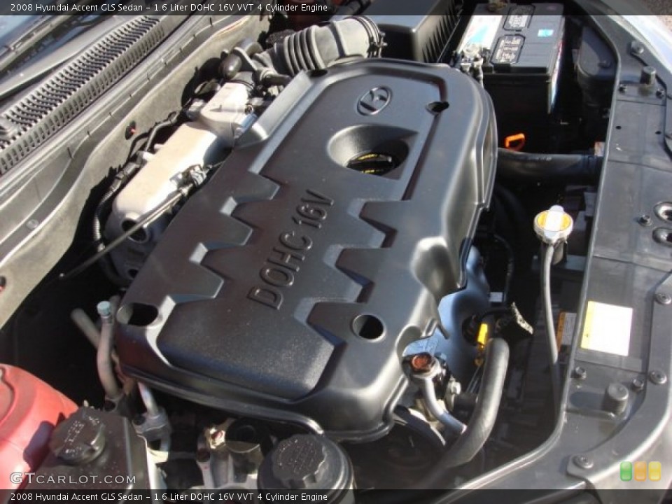 1.6 Liter DOHC 16V VVT 4 Cylinder 2008 Hyundai Accent Engine
