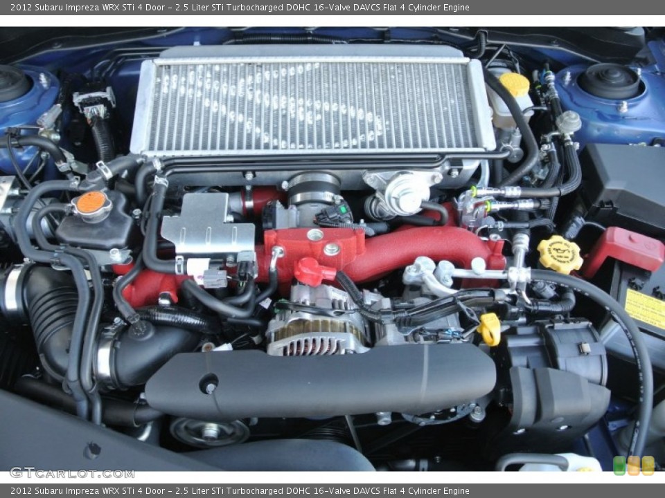 2.5 Liter STi Turbocharged DOHC 16-Valve DAVCS Flat 4 Cylinder 2012 Subaru Impreza Engine