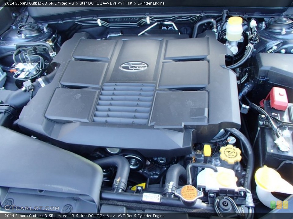 3.6 Liter DOHC 24-Valve VVT Flat 6 Cylinder 2014 Subaru Outback Engine