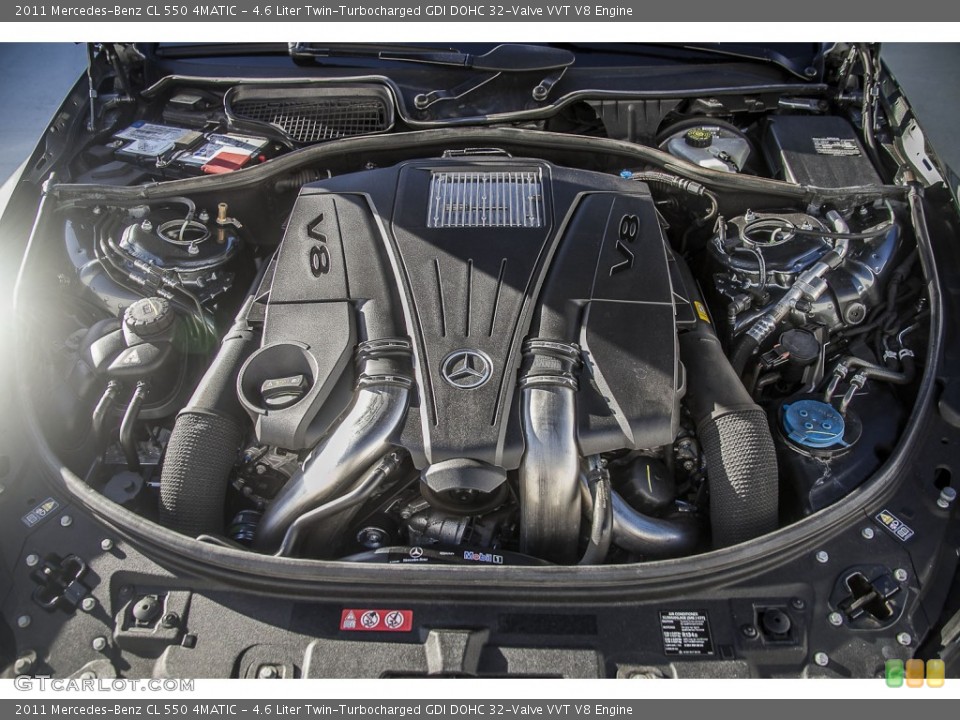 4.6 Liter Twin-Turbocharged GDI DOHC 32-Valve VVT V8 2011 Mercedes-Benz CL Engine