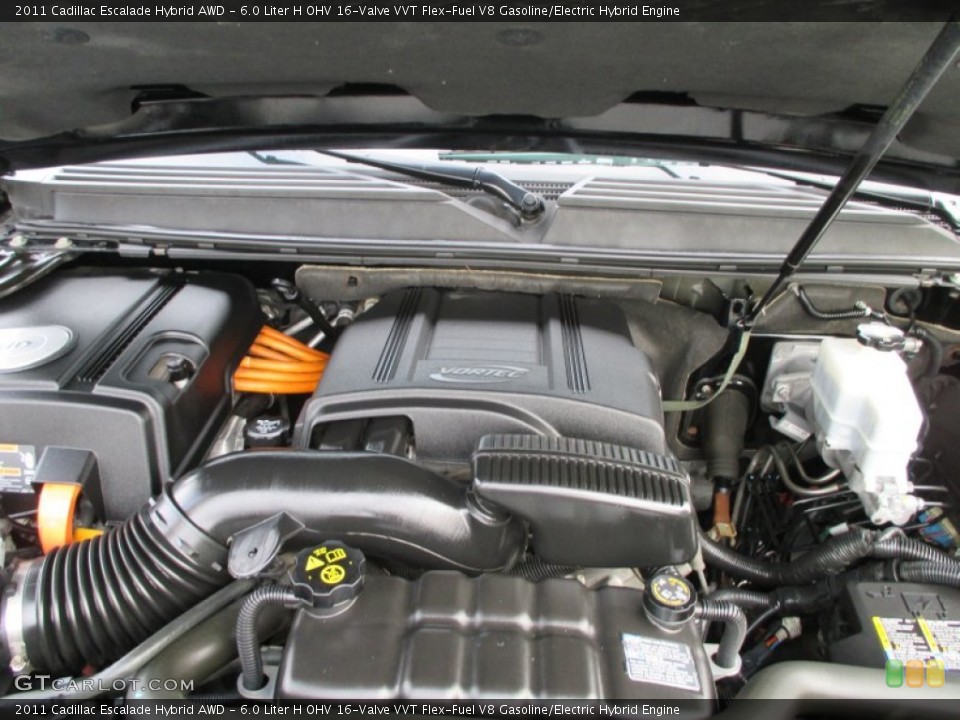 6.0 Liter H OHV 16-Valve VVT Flex-Fuel V8 Gasoline/Electric Hybrid 2011 Cadillac Escalade Engine