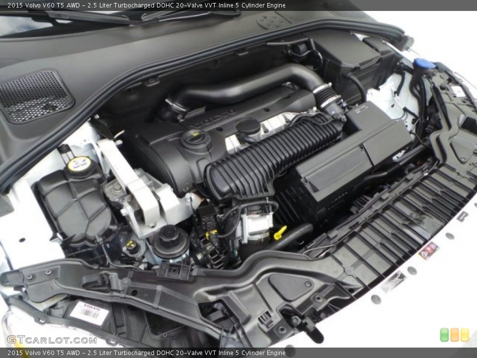 2.5 Liter Turbocharged DOHC 20-Valve VVT Inline 5 Cylinder 2015 Volvo V60 Engine