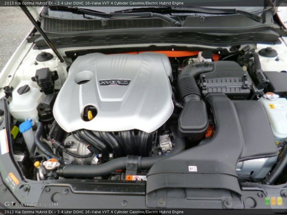 2.4 Liter DOHC 16-Valve VVT 4 Cylinder Gasoline/Electric Hybrid 2013 Kia Optima Engine