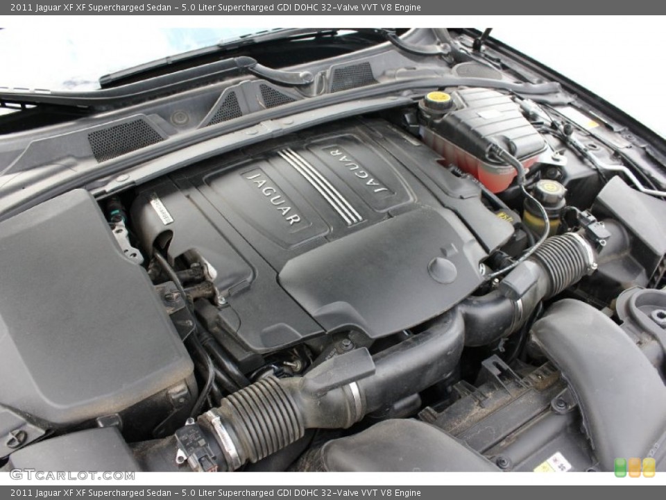 5.0 Liter Supercharged GDI DOHC 32-Valve VVT V8 2011 Jaguar XF Engine