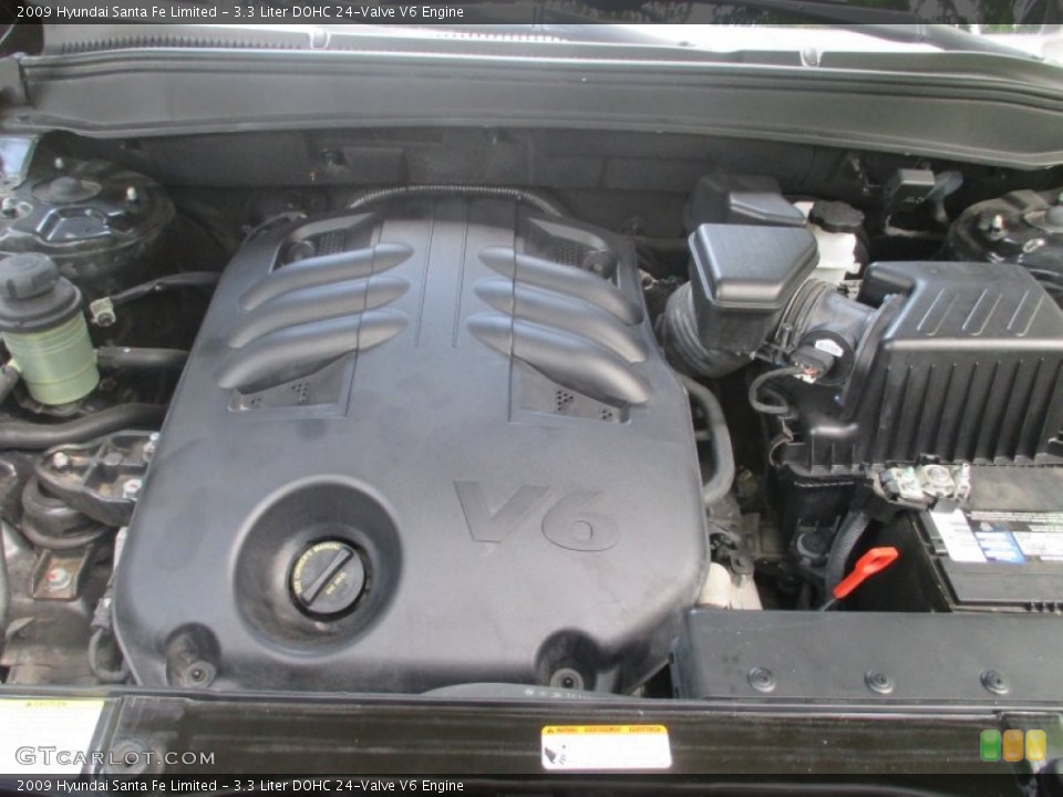 3.3 Liter DOHC 24-Valve V6 2009 Hyundai Santa Fe Engine