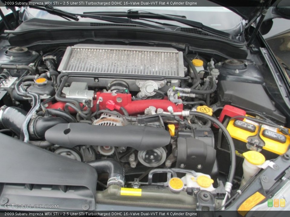 2.5 Liter STi Turbocharged DOHC 16-Valve Dual-VVT Flat 4 Cylinder 2009 Subaru Impreza Engine