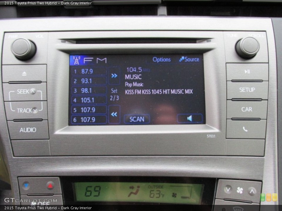 Dark Gray Interior Controls for the 2015 Toyota Prius Two Hybrid #100066772