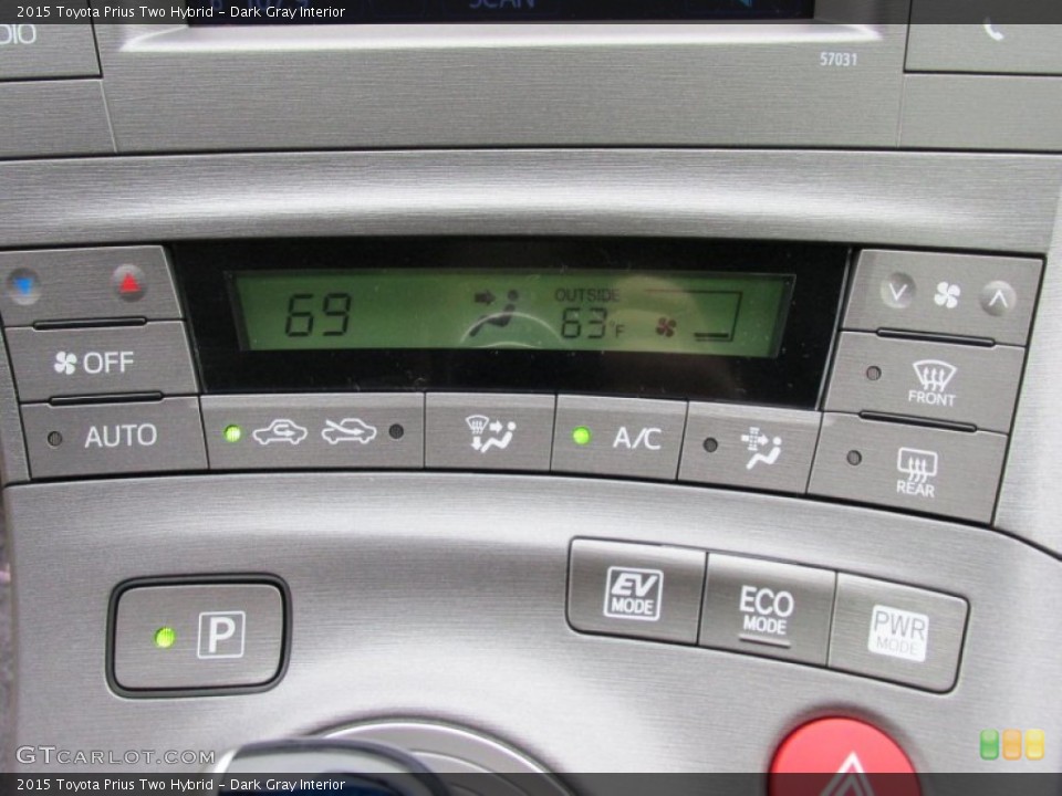 Dark Gray Interior Controls for the 2015 Toyota Prius Two Hybrid #100066778