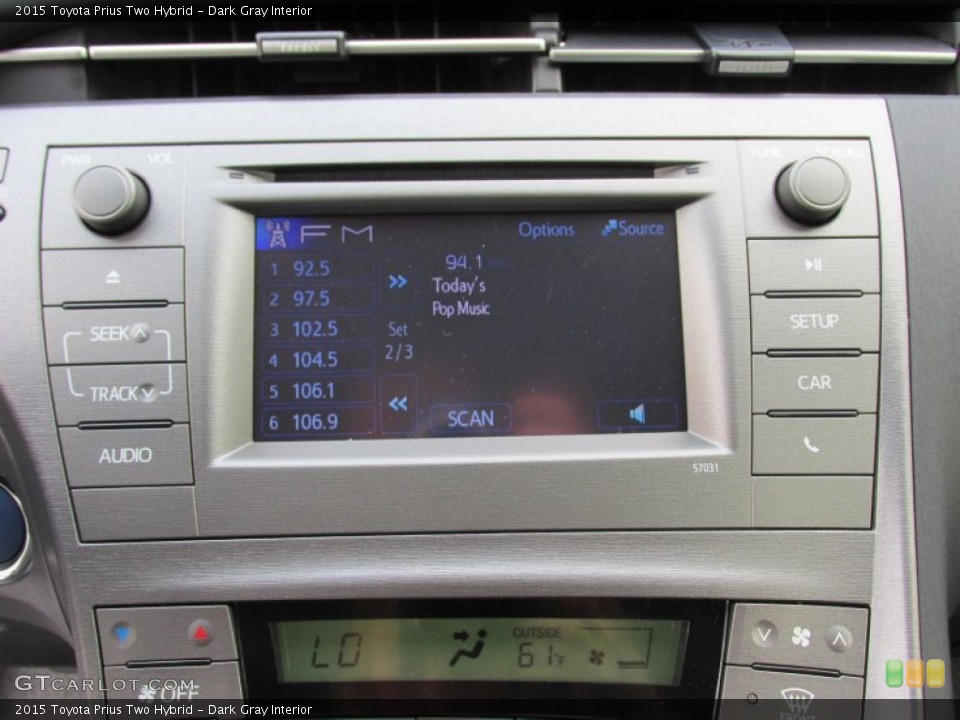 Dark Gray Interior Controls for the 2015 Toyota Prius Two Hybrid #100066979