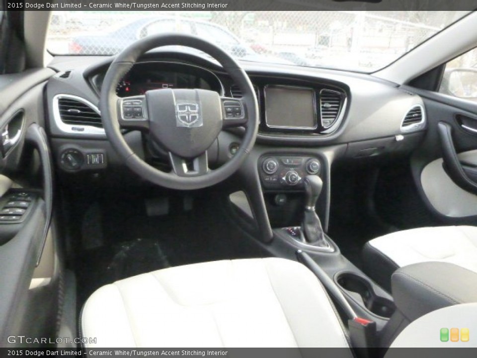 Ceramic White/Tungsten Accent Stitching 2015 Dodge Dart Interiors