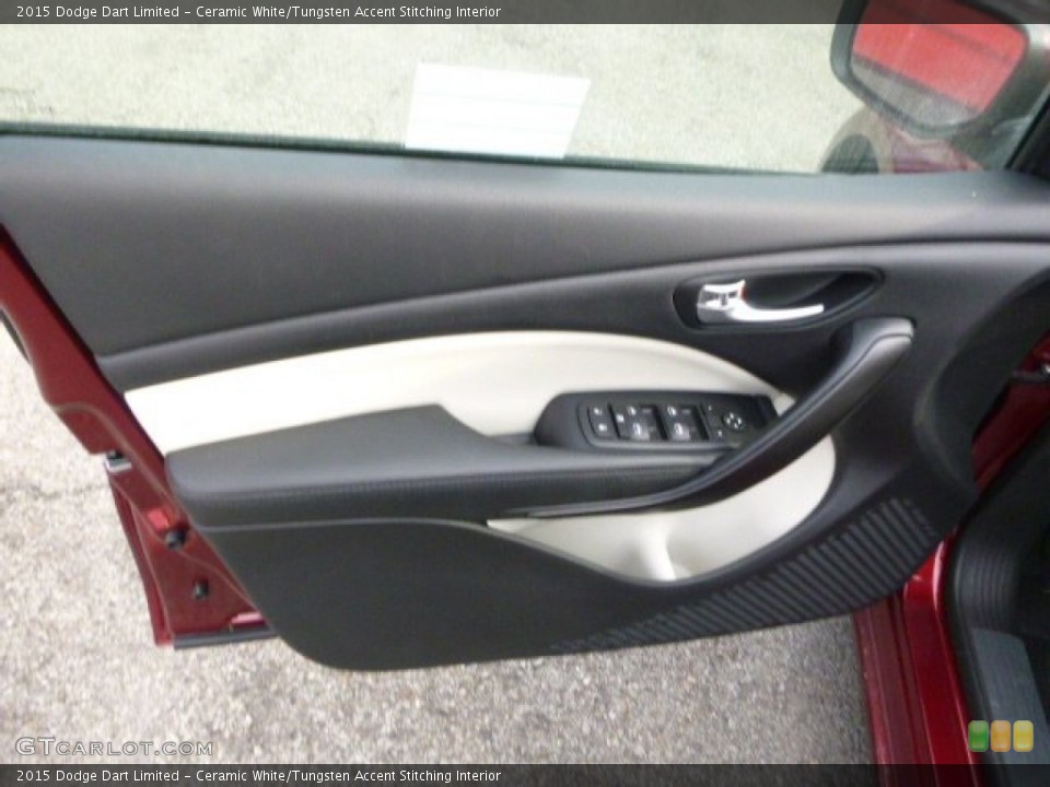 Ceramic White/Tungsten Accent Stitching Interior Door Panel for the 2015 Dodge Dart Limited #100116758