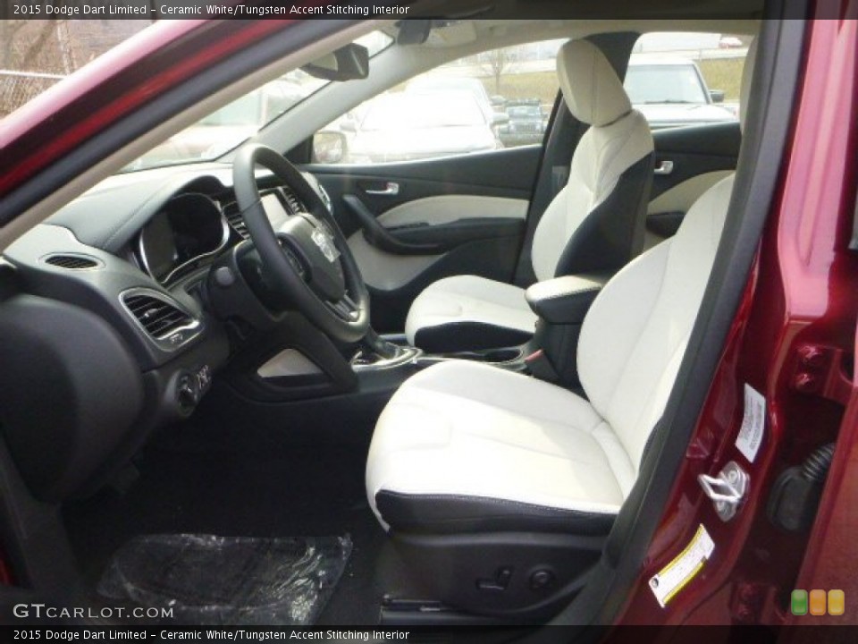 Ceramic White/Tungsten Accent Stitching Interior Front Seat for the 2015 Dodge Dart Limited #100116782