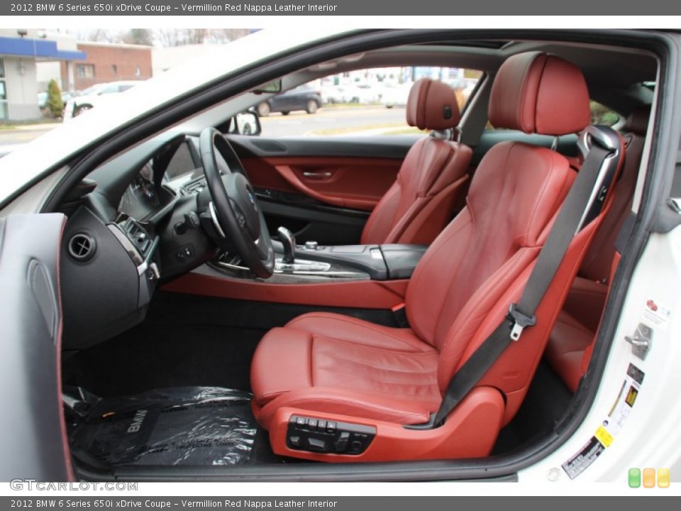 Vermillion Red Nappa Leather Interior Front Seat for the 2012 BMW 6 Series 650i xDrive Coupe #100166568