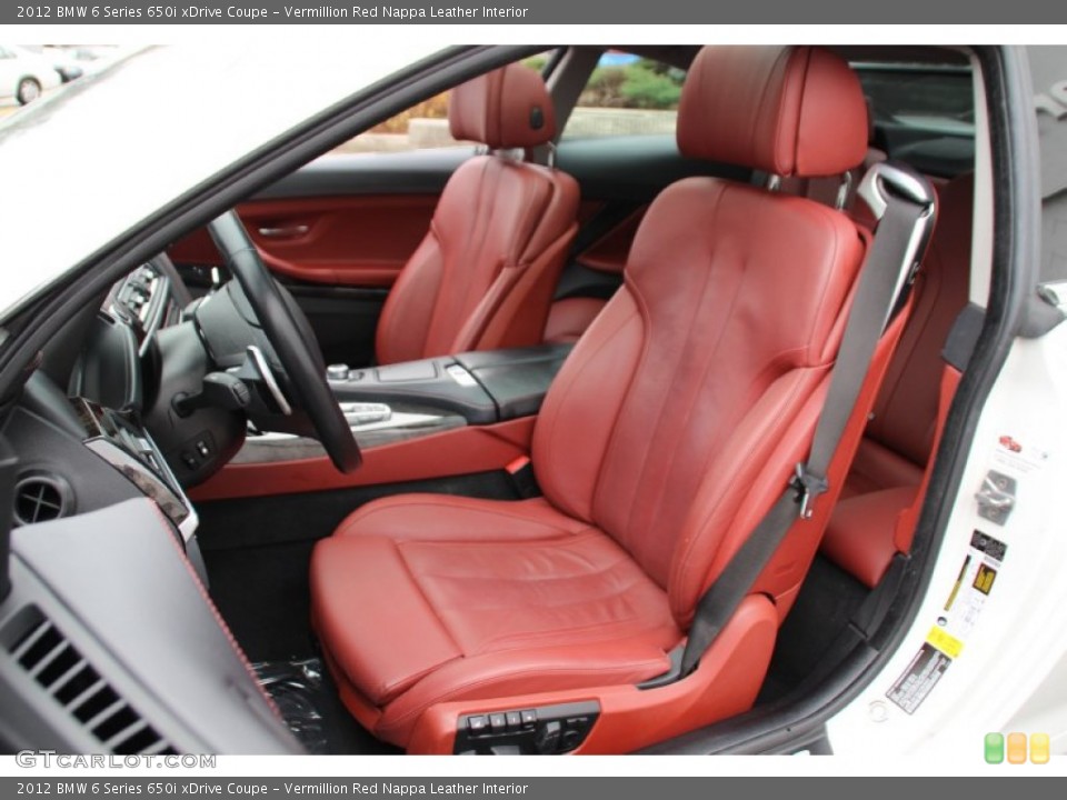 Vermillion Red Nappa Leather Interior Front Seat for the 2012 BMW 6 Series 650i xDrive Coupe #100166610