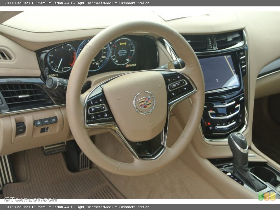Light Cashmere/Medium Cashmere Interior Steering Wheel for the 2014 Cadillac CTS Premium Sedan AWD #100305988