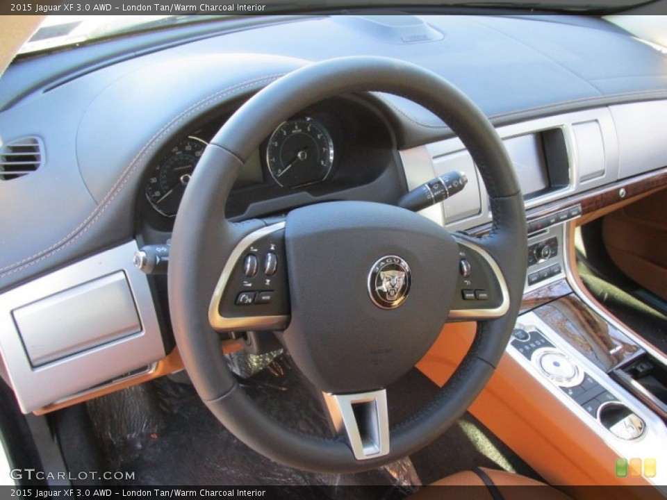 London Tan/Warm Charcoal Interior Steering Wheel for the 2015 Jaguar XF 3.0 AWD #100338845