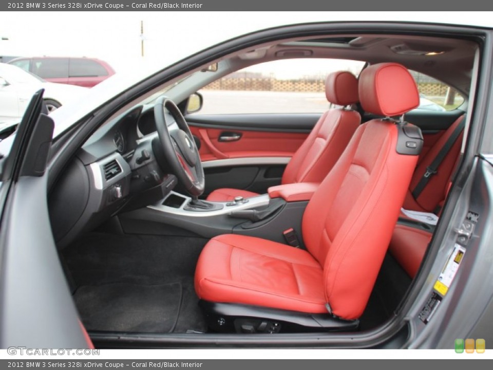 Coral Red/Black Interior Front Seat for the 2012 BMW 3 Series 328i xDrive Coupe #100848069