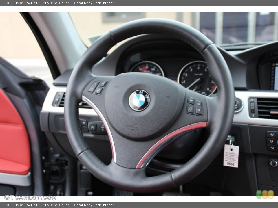 Coral Red/Black Interior Steering Wheel for the 2012 BMW 3 Series 328i xDrive Coupe #100848251