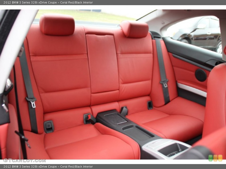 Coral Red/Black Interior Rear Seat for the 2012 BMW 3 Series 328i xDrive Coupe #100848446