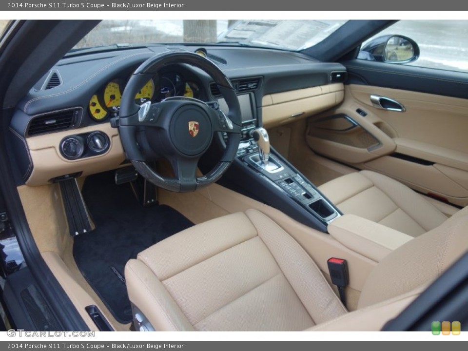 Black/Luxor Beige Interior Prime Interior for the 2014 Porsche 911 Turbo S Coupe #100897465