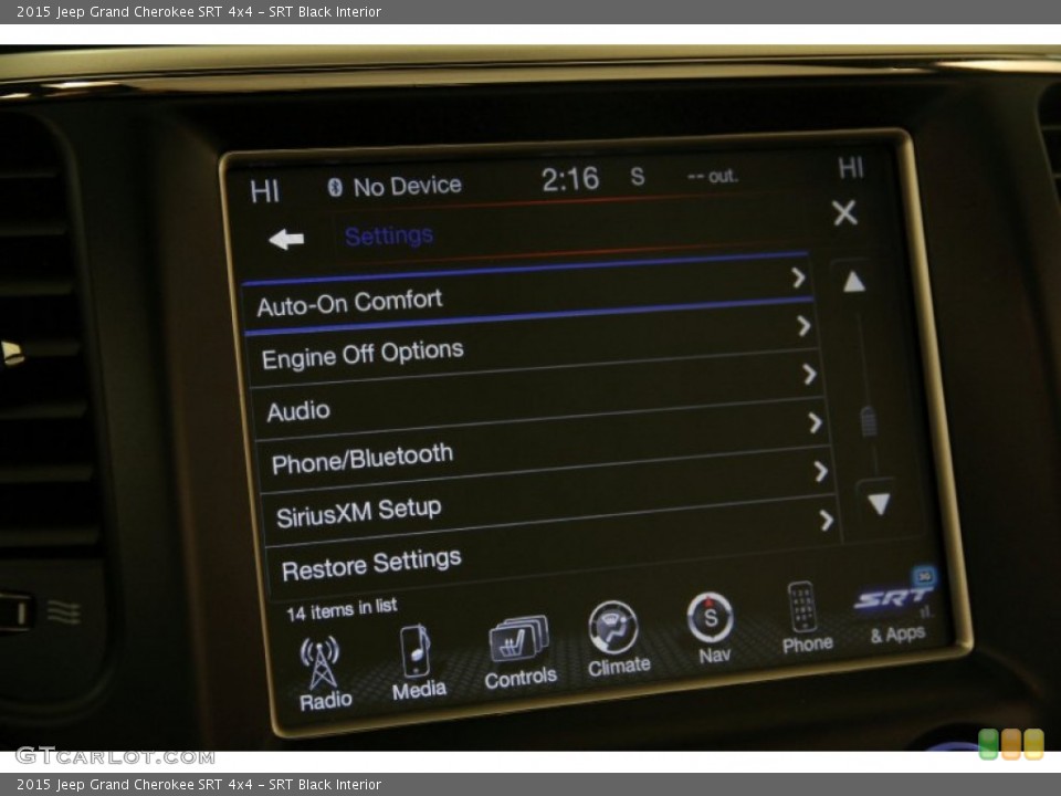 SRT Black Interior Controls for the 2015 Jeep Grand Cherokee SRT 4x4 #100943458