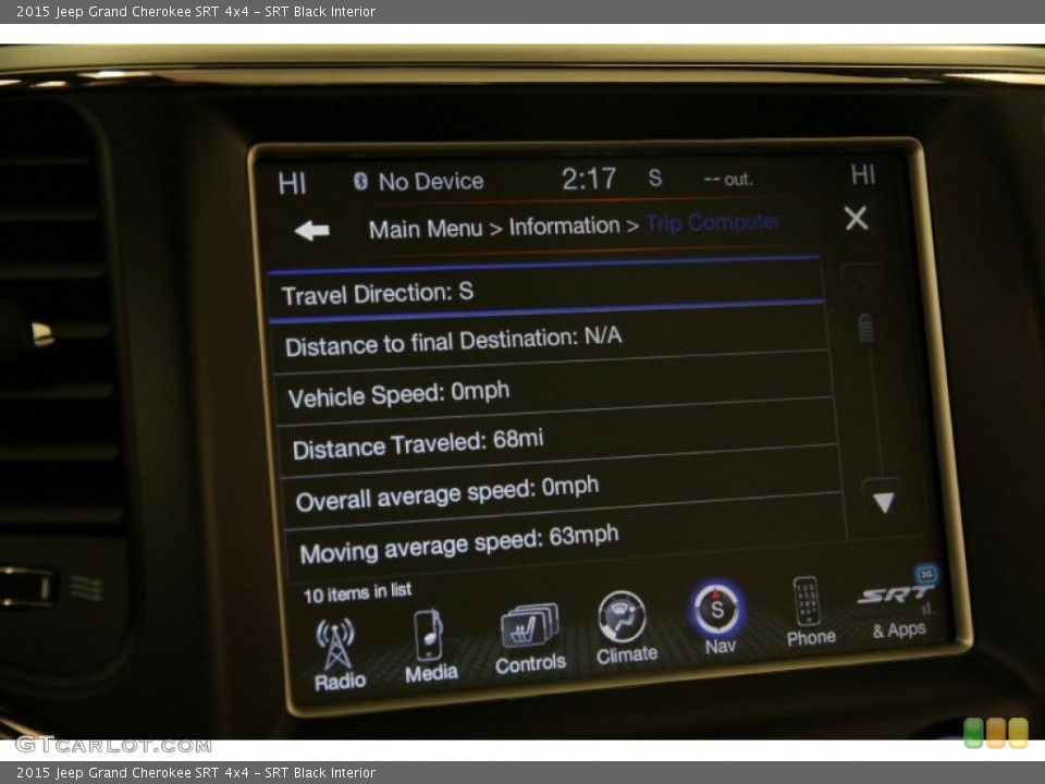 SRT Black Interior Controls for the 2015 Jeep Grand Cherokee SRT 4x4 #100943681
