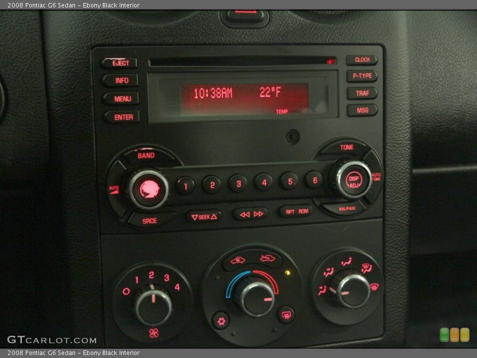 Ebony Black Interior Controls for the 2008 Pontiac G6 Sedan #101024824