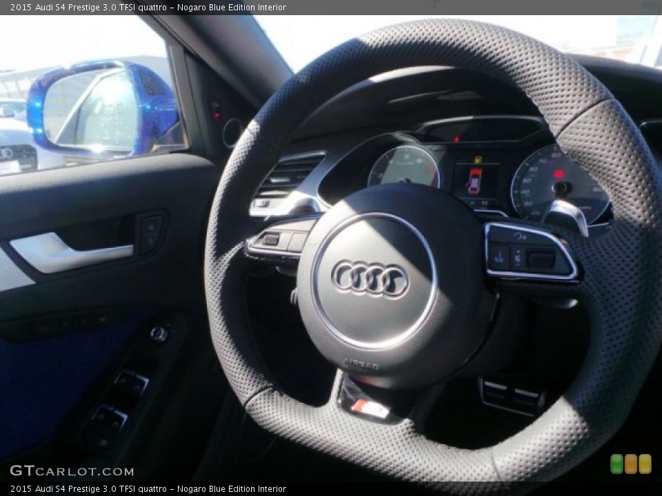 Nogaro Blue Edition Interior Steering Wheel for the 2015 Audi S4 Prestige 3.0 TFSI quattro #101088676