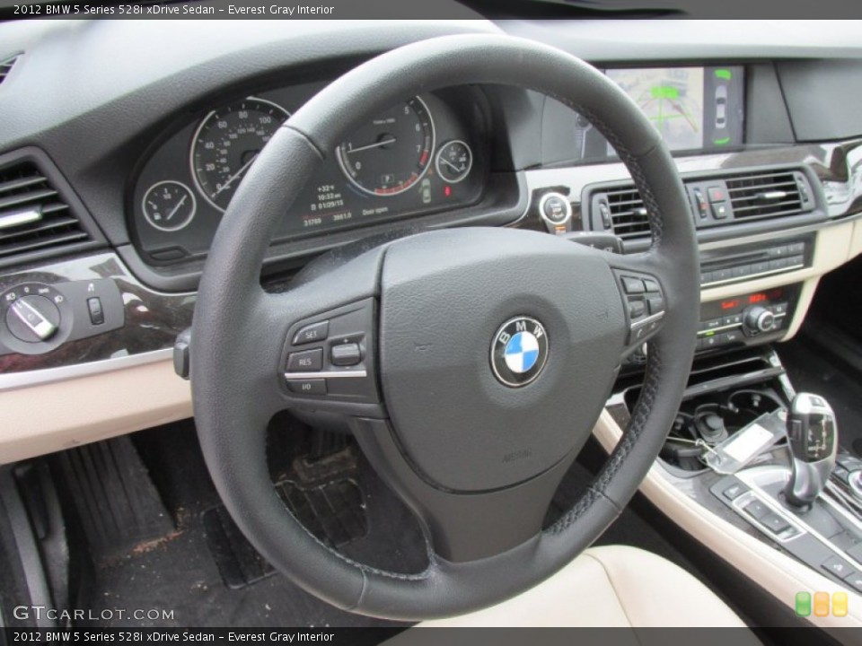 Everest Gray Interior Steering Wheel for the 2012 BMW 5 Series 528i xDrive Sedan #101095716
