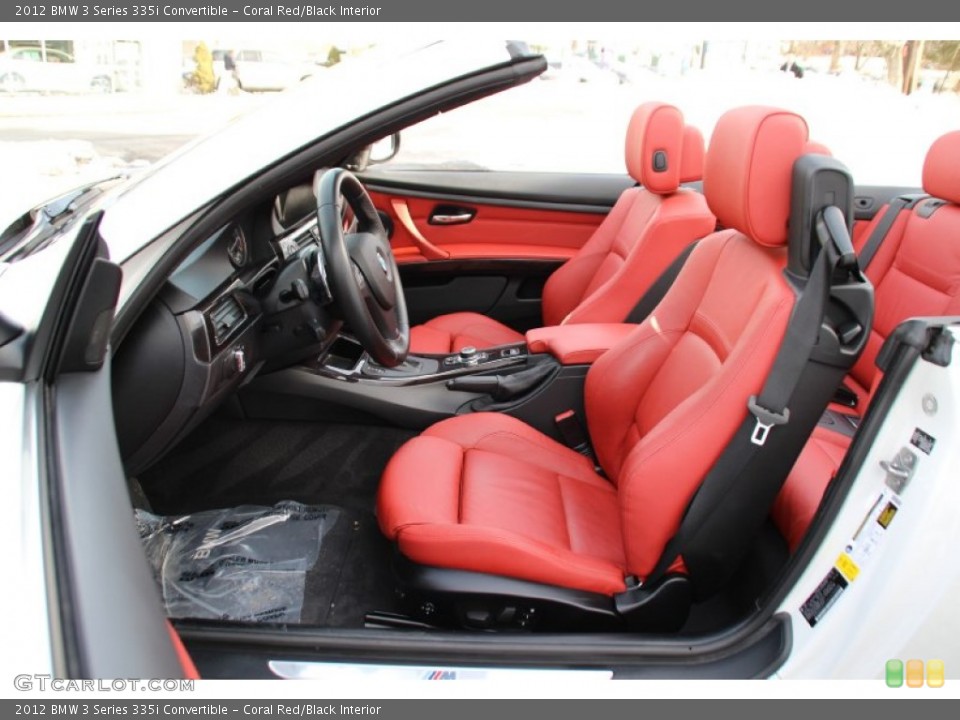Coral Red/Black Interior Front Seat for the 2012 BMW 3 Series 335i Convertible #101098197