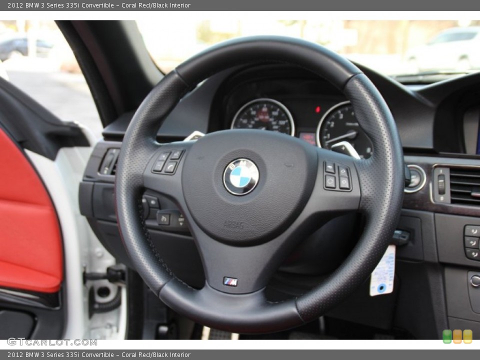 Coral Red/Black Interior Steering Wheel for the 2012 BMW 3 Series 335i Convertible #101098293