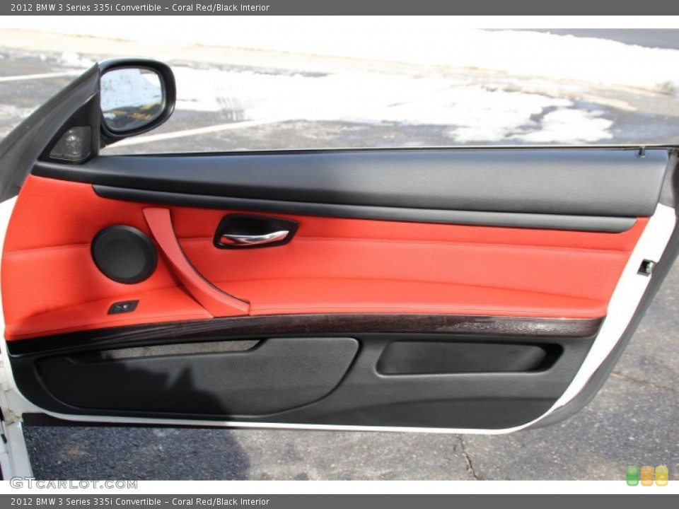 Coral Red/Black Interior Door Panel for the 2012 BMW 3 Series 335i Convertible #101098416
