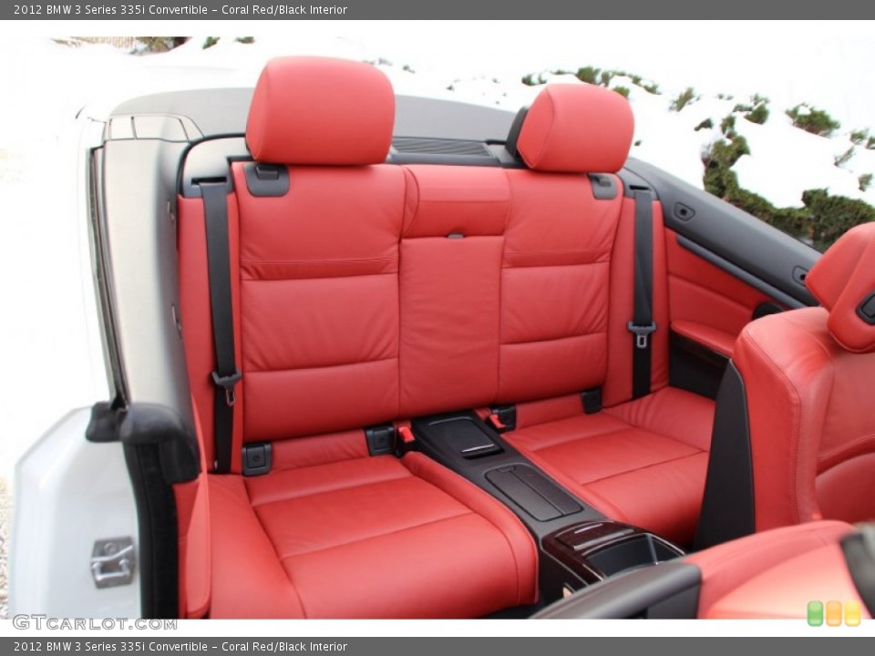 Coral Red/Black Interior Rear Seat for the 2012 BMW 3 Series 335i Convertible #101098434