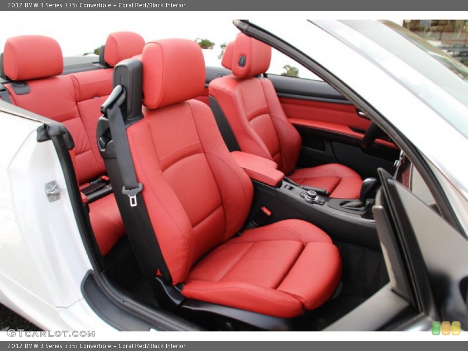 Coral Red/Black Interior Front Seat for the 2012 BMW 3 Series 335i Convertible #101098494