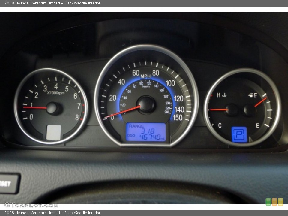 Black/Saddle Interior Gauges for the 2008 Hyundai Veracruz Limited #101188832