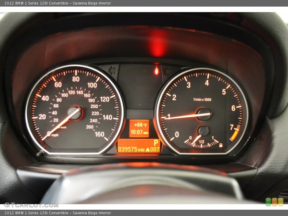 Savanna Beige Interior Gauges for the 2012 BMW 1 Series 128i Convertible #101240946