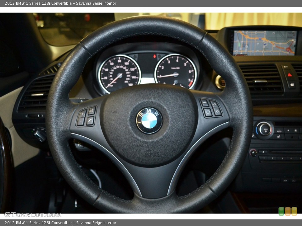 Savanna Beige Interior Steering Wheel for the 2012 BMW 1 Series 128i Convertible #101240973