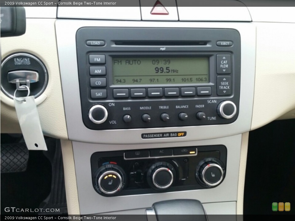 Cornsilk Beige Two-Tone Interior Controls for the 2009 Volkswagen CC Sport #101292069