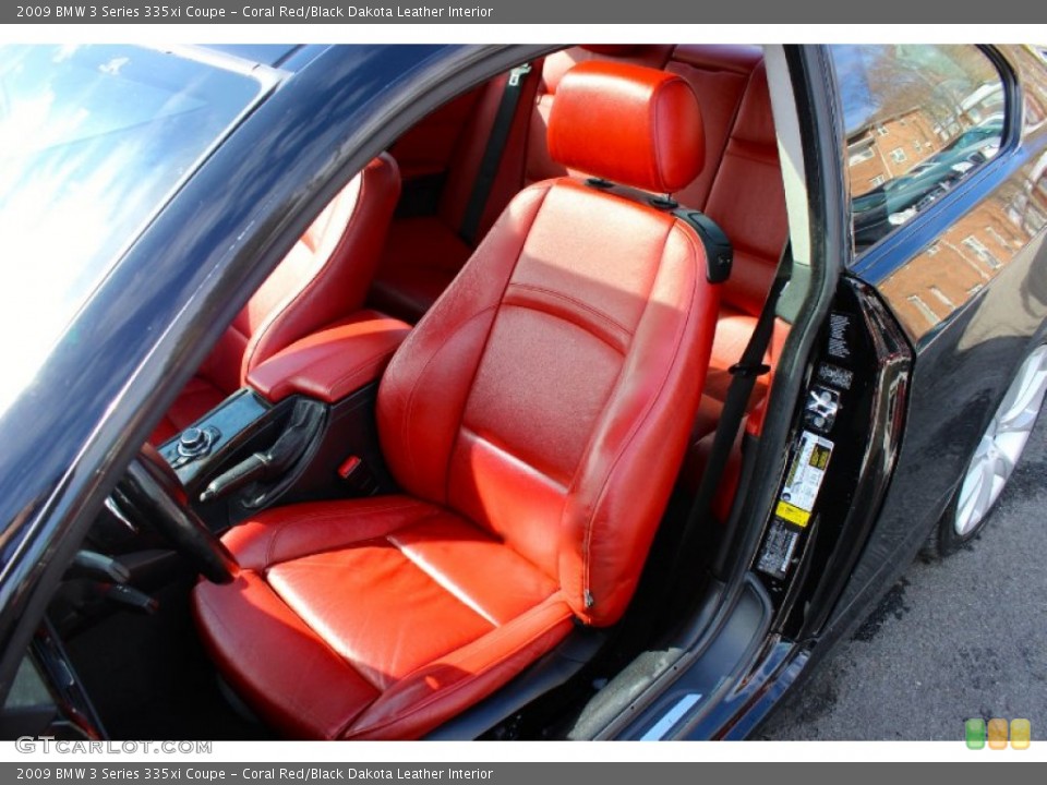 Coral Red/Black Dakota Leather Interior Front Seat for the 2009 BMW 3 Series 335xi Coupe #101317752