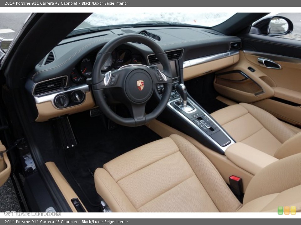 Black/Luxor Beige Interior Prime Interior for the 2014 Porsche 911 Carrera 4S Cabriolet #101338899