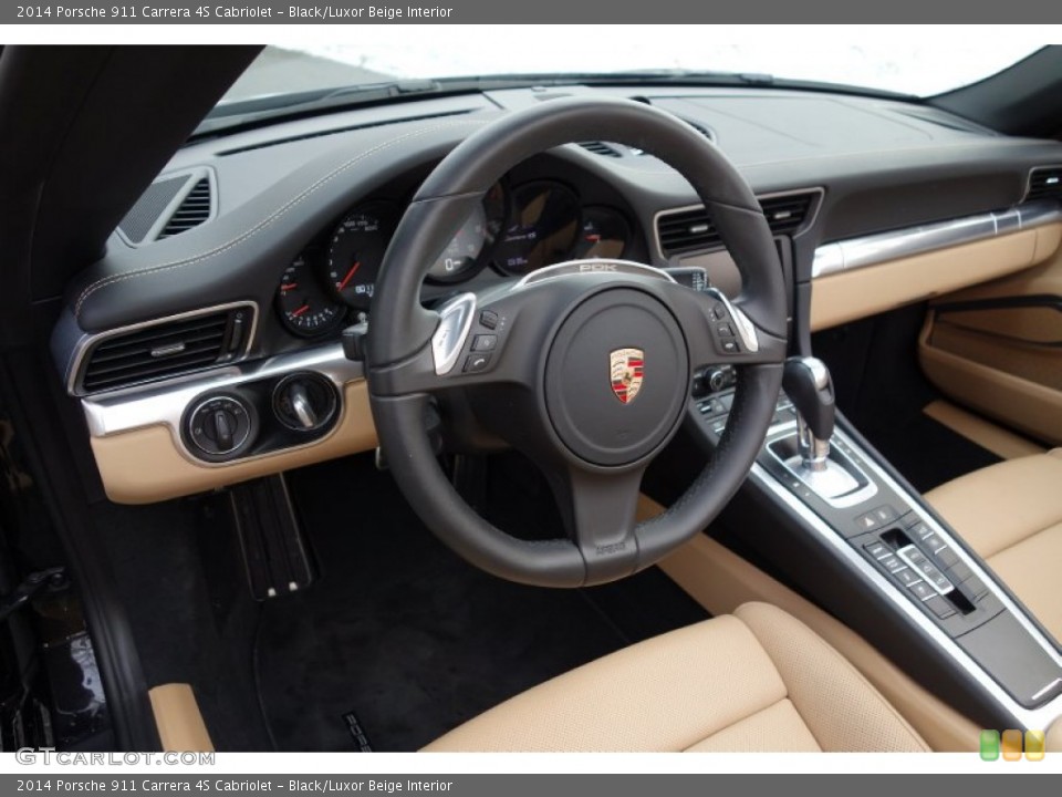 Black/Luxor Beige Interior Dashboard for the 2014 Porsche 911 Carrera 4S Cabriolet #101339046