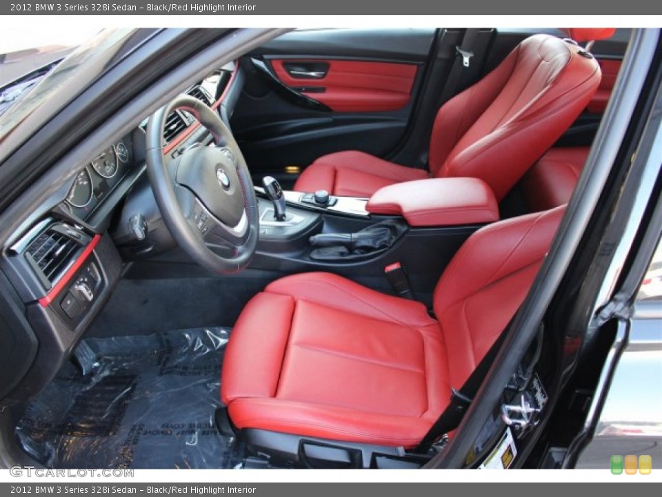 Black/Red Highlight Interior Photo for the 2012 BMW 3 Series 328i Sedan #101441599