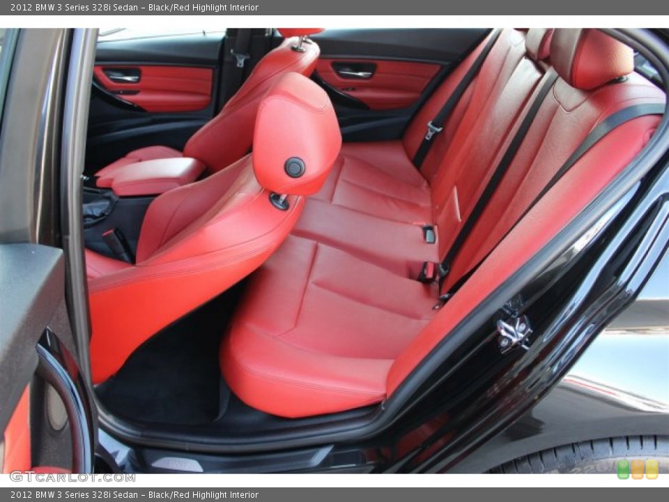 Black/Red Highlight Interior Rear Seat for the 2012 BMW 3 Series 328i Sedan #101441605